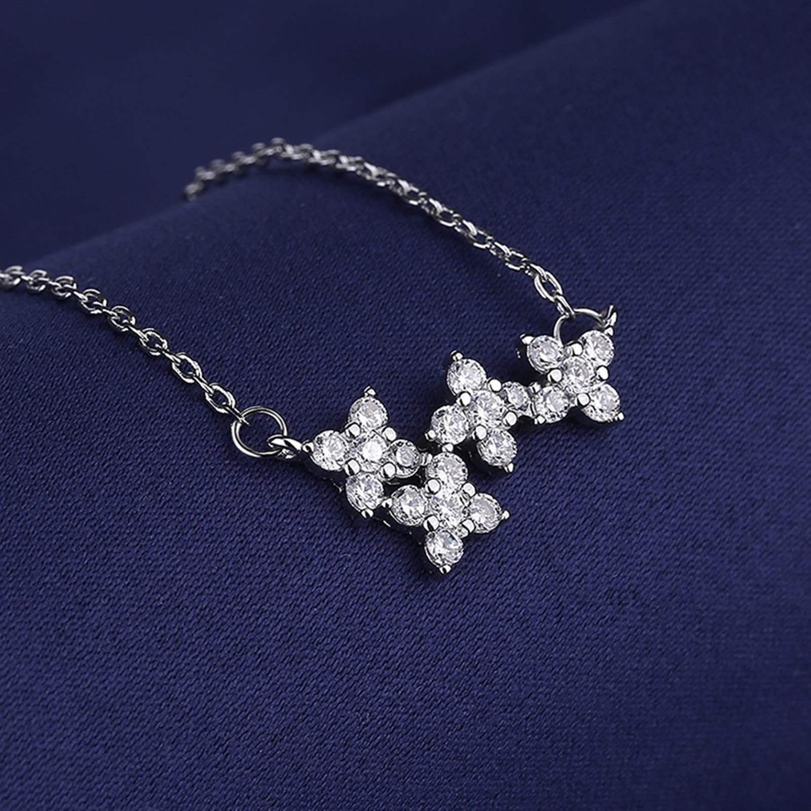 Collar de oro blanco de 14 quilates Au585 para mujer, joyería auténtica, creada en laboratorio, cadena de estrella de diamante para mujer, oro de 14 quilates, joyería auténtica, 45 + 5 cm