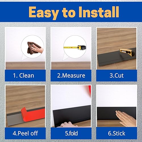 Miniatura 7 de Moldura flexible para zócalo, base de pared de vinilo autoadhesivo de 4 pulgadas x 20 pies, base de pared de goma para despegar y pegar con un