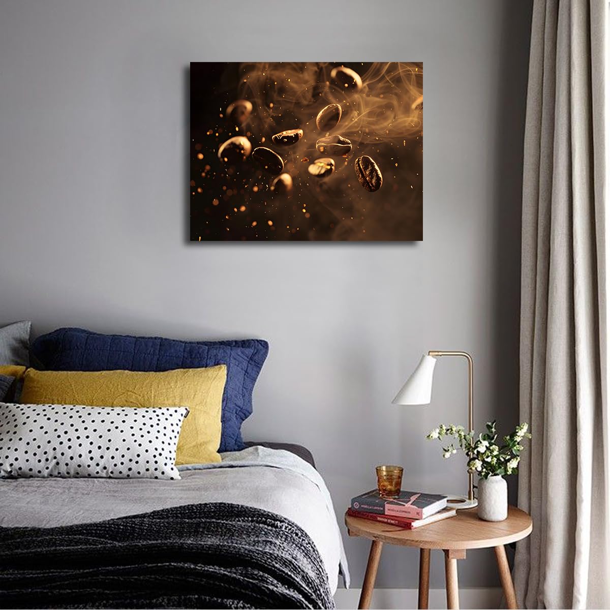 Via Vela Wall Painting Canvas Beads Coffee Modern Theme Wall Print Brown Pictures Kitchen Poster Painting For Living Room Home Decor 75x100cm Inner Frame