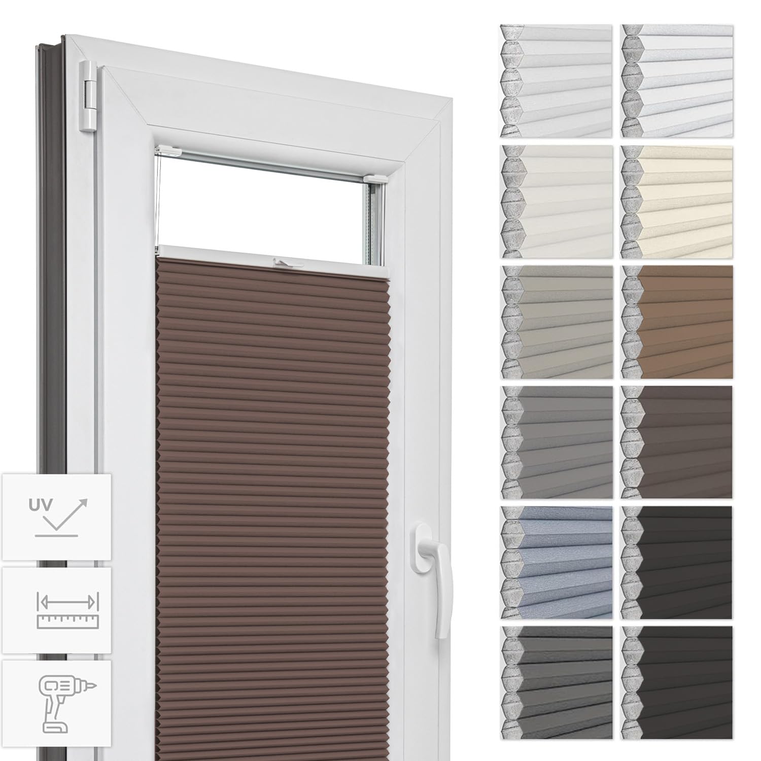 Plissé sur Mesure avec perçage I Store Plissé intérieur I Largeur 30-129 cm, Hauteur 50-149 cm I Protection Solaire I 23 Couleurs I Stores avec Perçage Fenetre | Zero Home Plissé sur Mesure avec perçage I Store Plissé intérieur I Largeur 30-129 cm, Hauteur 50-149 cm I Protection Solaire I 23 Couleurs I Stores avec Perçage Fenetre | Zero Home