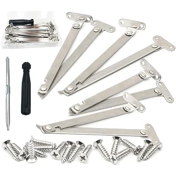 Nuyoah Flap Holder Flap Fitting Folding Hinge Flap Scissors Flap Support Stainless Steel Flap Hinge for Furniture Door Lid Support Hinge Cabinet Door Pack of 4