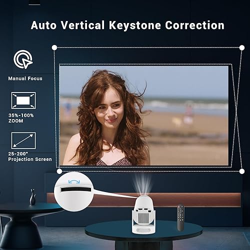 Miniatura 5 de Mini proyector con WiFi y Bluetooth, proyectores portátiles con ratón, proyector inteligente de películas para exteriores de 40-200 pulgadas,