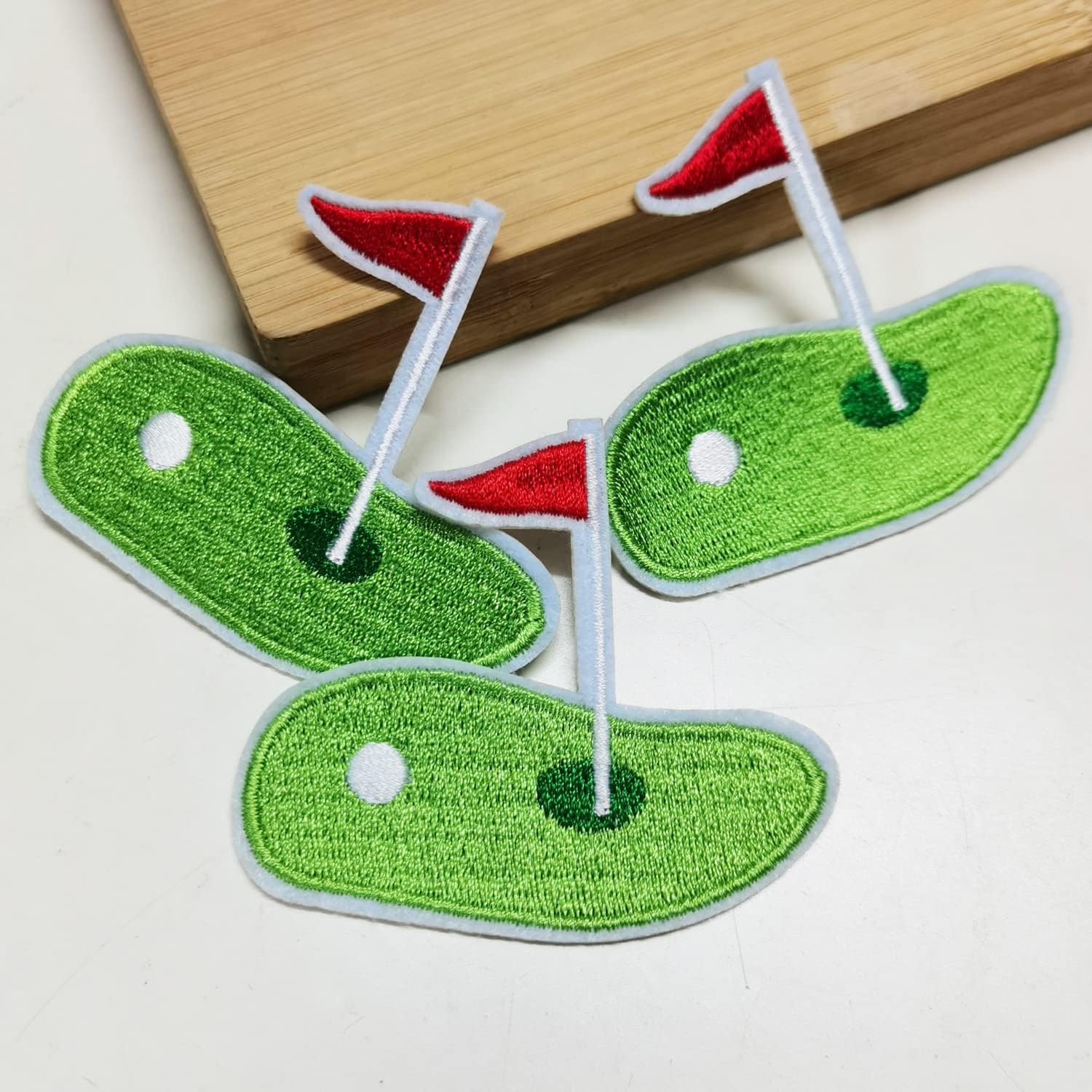 2.5"x2.4" 12pcs Golf Sport Green Grass Golf Course Iron On Embroidered Patches Appliques Machine Embroidery Needlecraft Decorate Hat Cap Bag Clothes Accessory (Pack of 2)