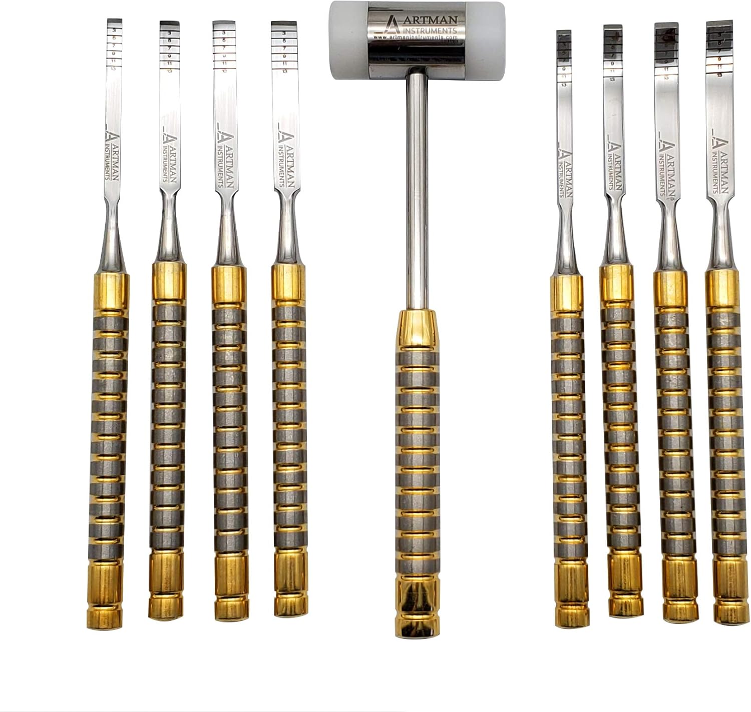 Surgical Bone Chisels Straight & Curved Set 8 Sizes of 4mm
