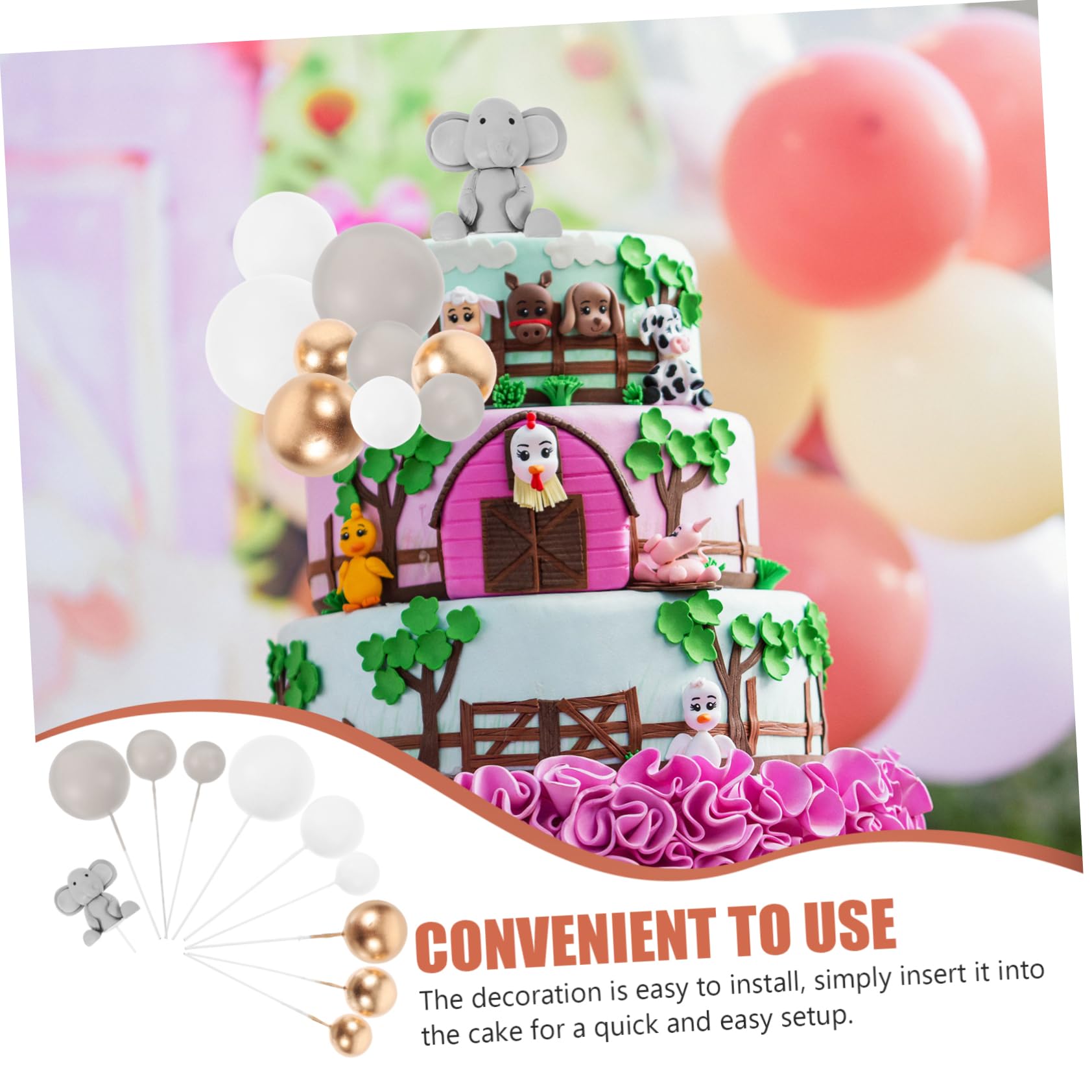 ABOOFAN 5 Sätze Elefant Kuchen Dekoration Teiliges Diy Cake Topper für Babyparty Geburtstag Aus Sicherem Polymer und Metall Installieren eine Festliche