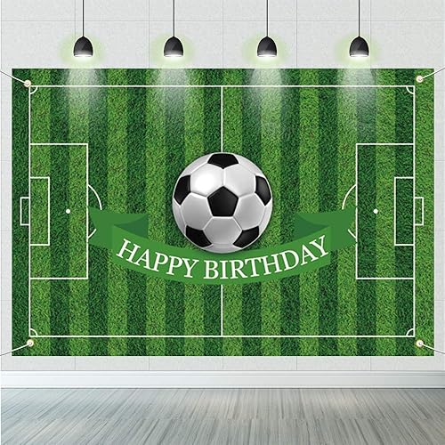 CSFOTO Fondo de poliéster 6x3.6ft Fútbol Cumpleaños Banner Campo de Fútbol Deportes Fondo de Cumpleaños Fiesta de Cumpleaños Fondo para Fotografía