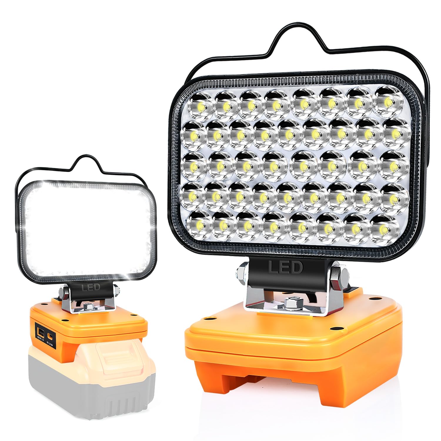 Cordless LED Work Light for Dewalt 20V Battery, Portable Flashlight Lamp for Dewalt, Spotlight Jobsite Flood Light Tool for DCB205 DCB206 Repairing/Outdoor Camping/Garages/Emergency(No Battery)