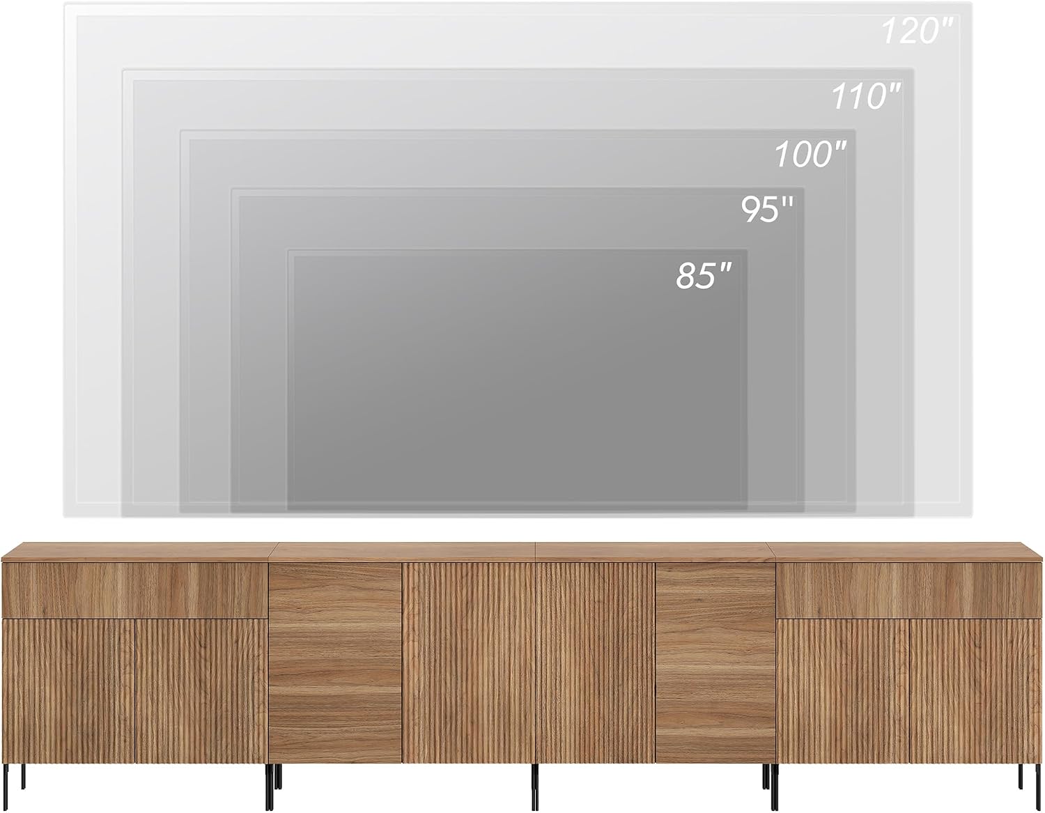 WAMPAT Fluted TV Stands for Living Room - 4 in 1 Entertainment Center with Large Storage,Wood 126 Inch Media TV Console for Bedroom, Modern Television Stands TV Cabinet for 50-120 Inch TVs, Brown