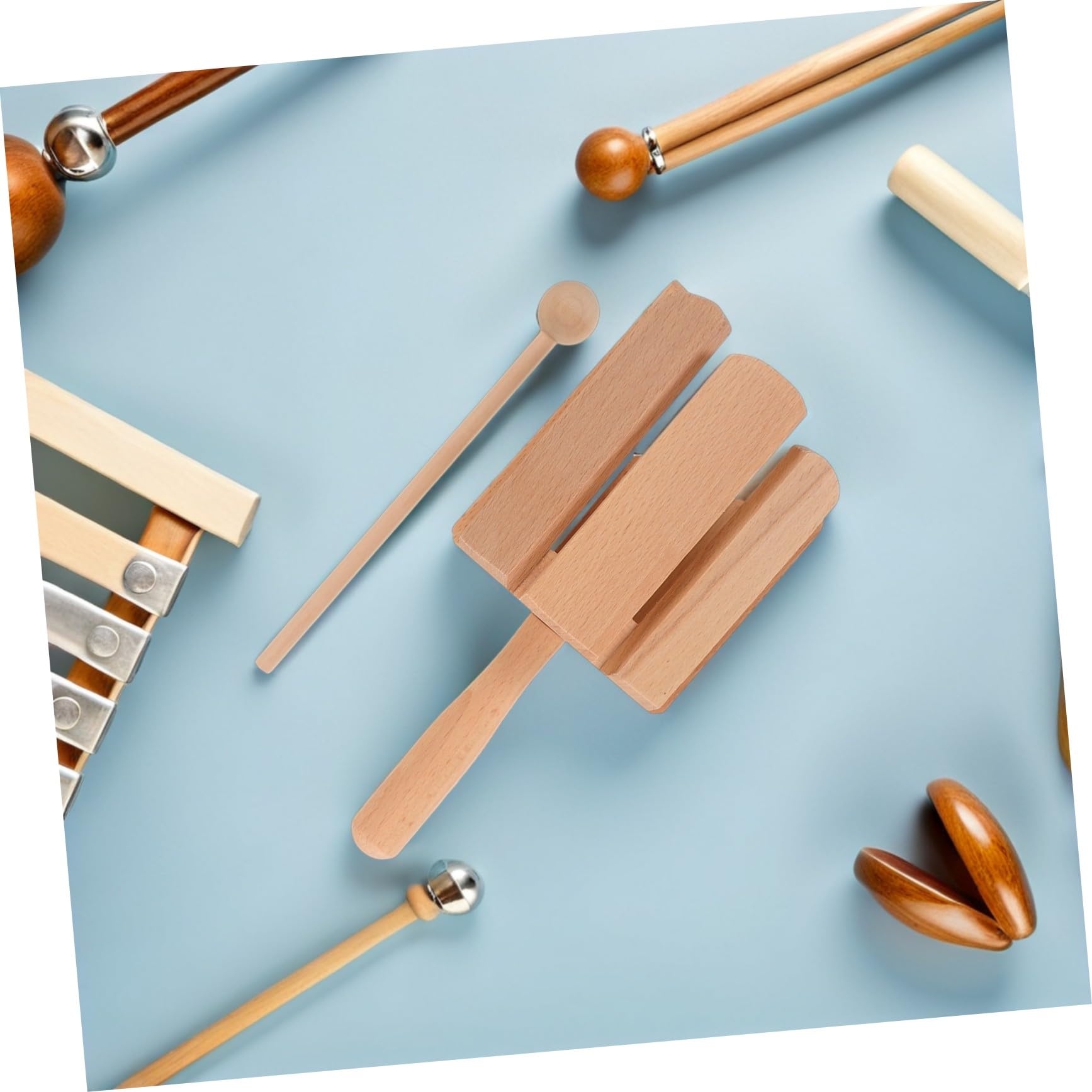 2 Piezas Instrumentos de Percusión Infantil Orff Tonos de Madera Sólida con Juguetes Musicales para Herramientas de Ritmo para Desarrollo Sensorial y Coordinación Manual
