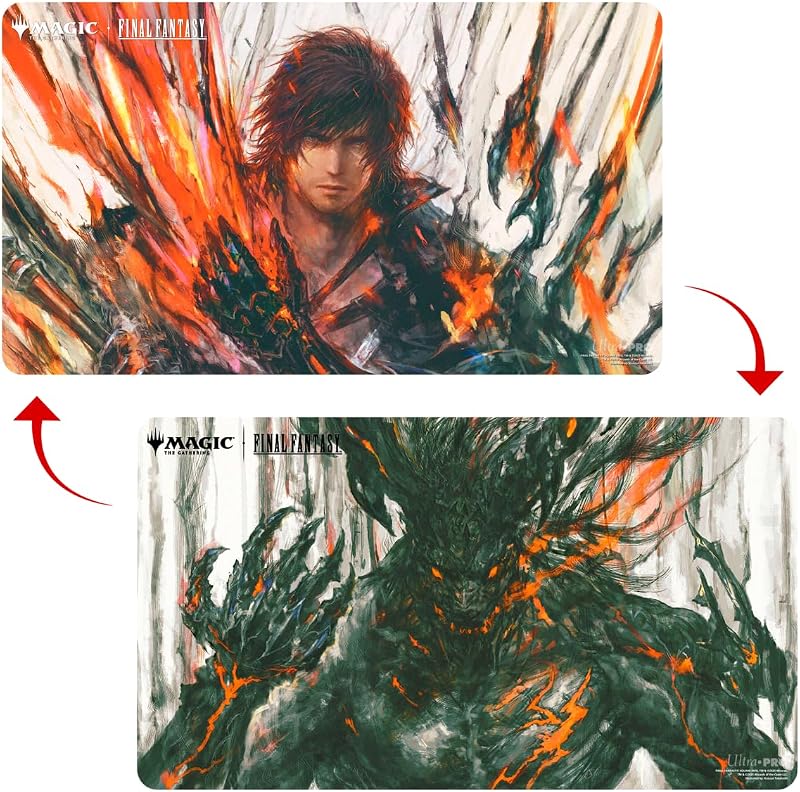 Final Fantasy x Universes Beyond Clive, First Shield of Rosaria/Summon Ifrit Double-Sided Playmat for Magic: The Gathering | Card Game Playmat, Final Fantasy Collectibles