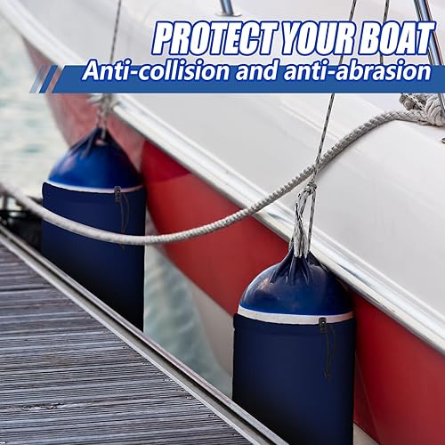 Miniatura 5 de Woanger Paquete de 4 fundas para guardabarros de lancha de 8 x 20 pulgadas, fundas de parachoques de forro polar marino para guardabarros estilo