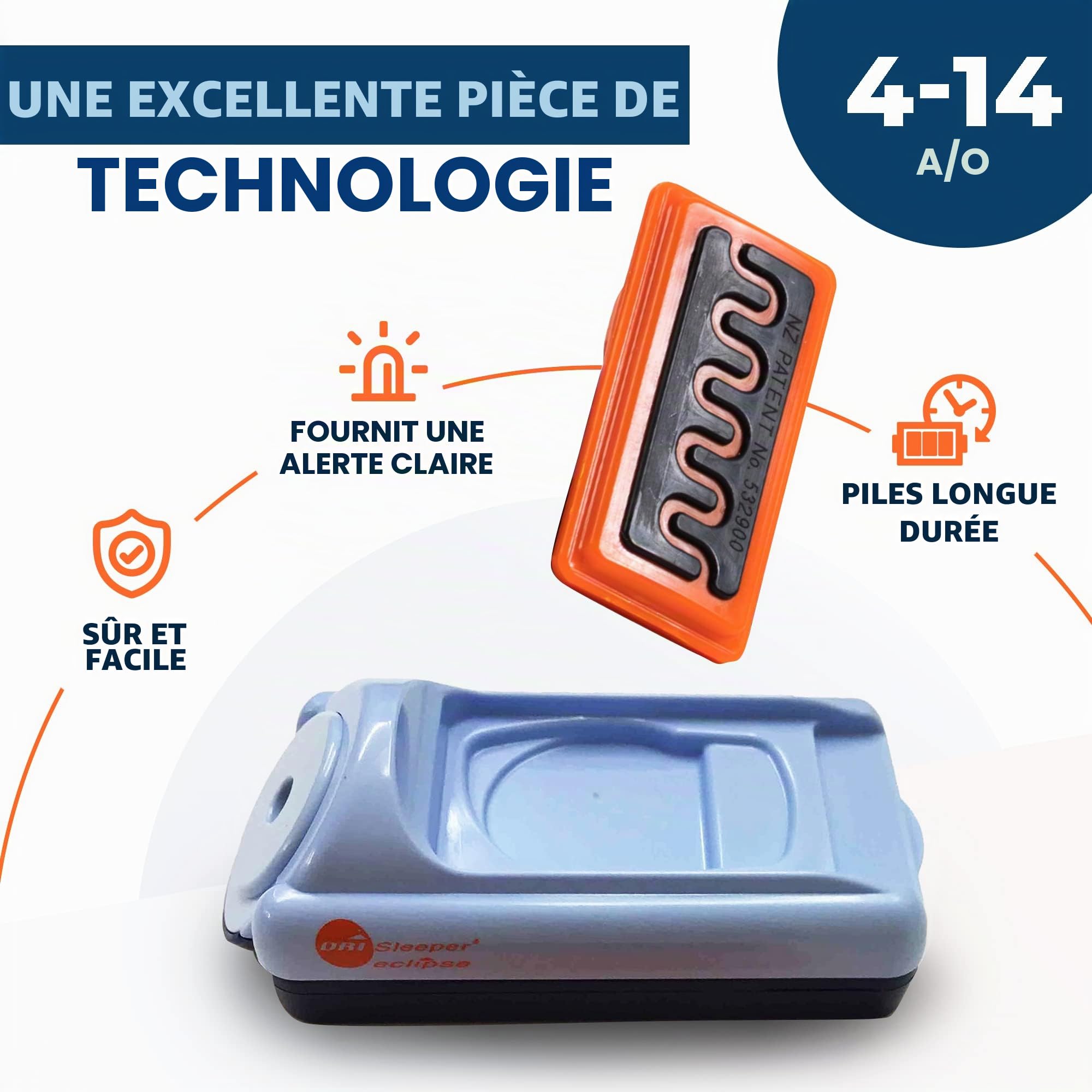 Eclipse Alarme Pipi au Lit sans Fil pour Enfants ou Adolescents
