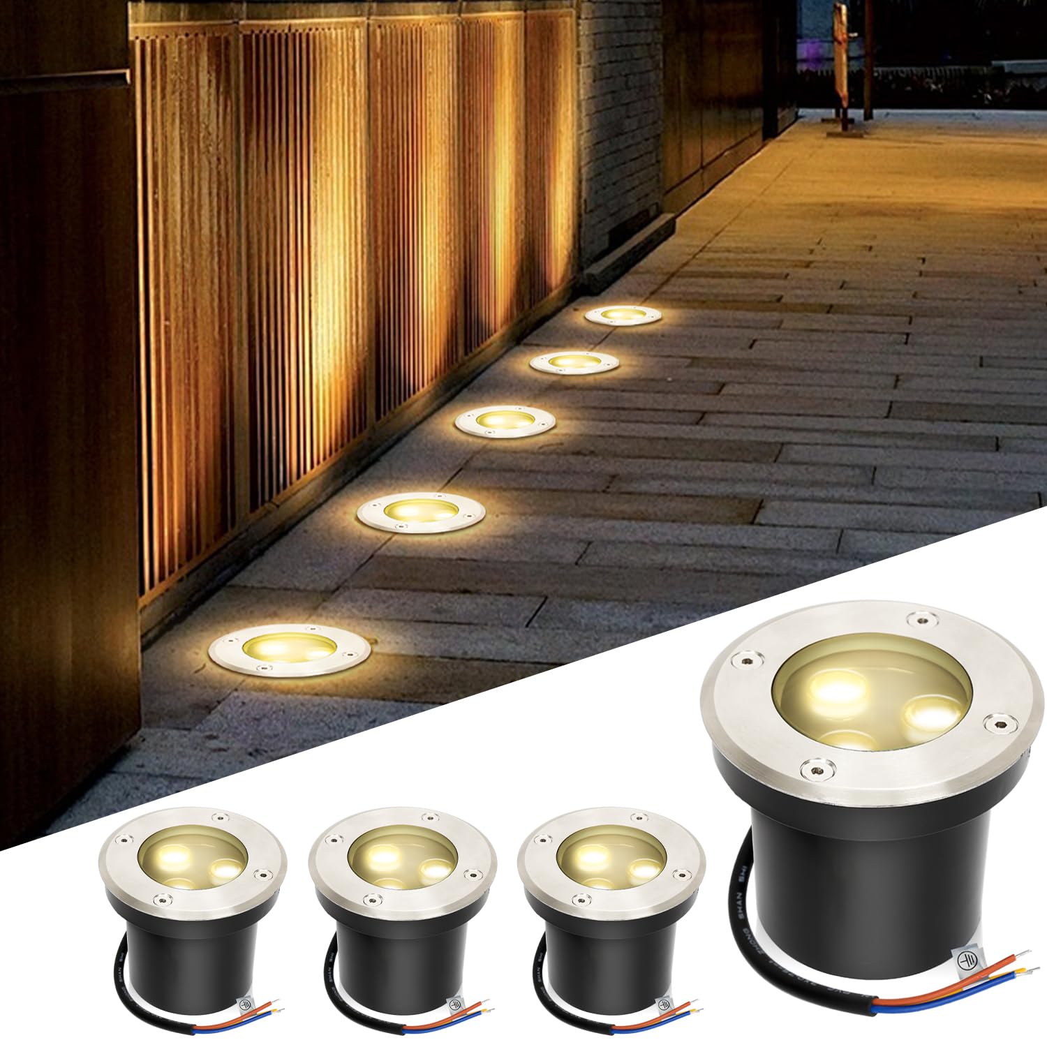 Gimisgu LED Bodenstrahler IP67, 3W, Warmweiß, Edelstahl - Wasserdichte Einbauleuchte Für Garten & Rasen