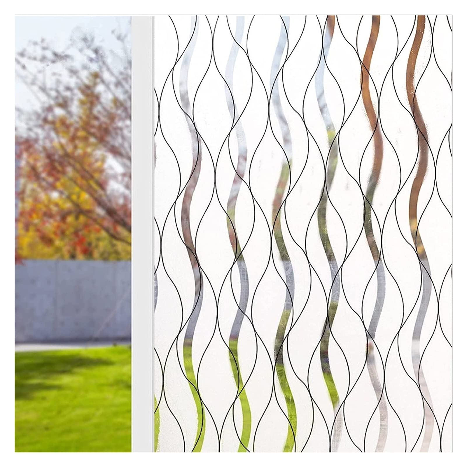 Stained Glass Window Film Window Film Frosted Glass Film Sun Blocking Static Clings Non-Adhesive Heat Control Home Office Decorative Stickers(Green,90x300cm)