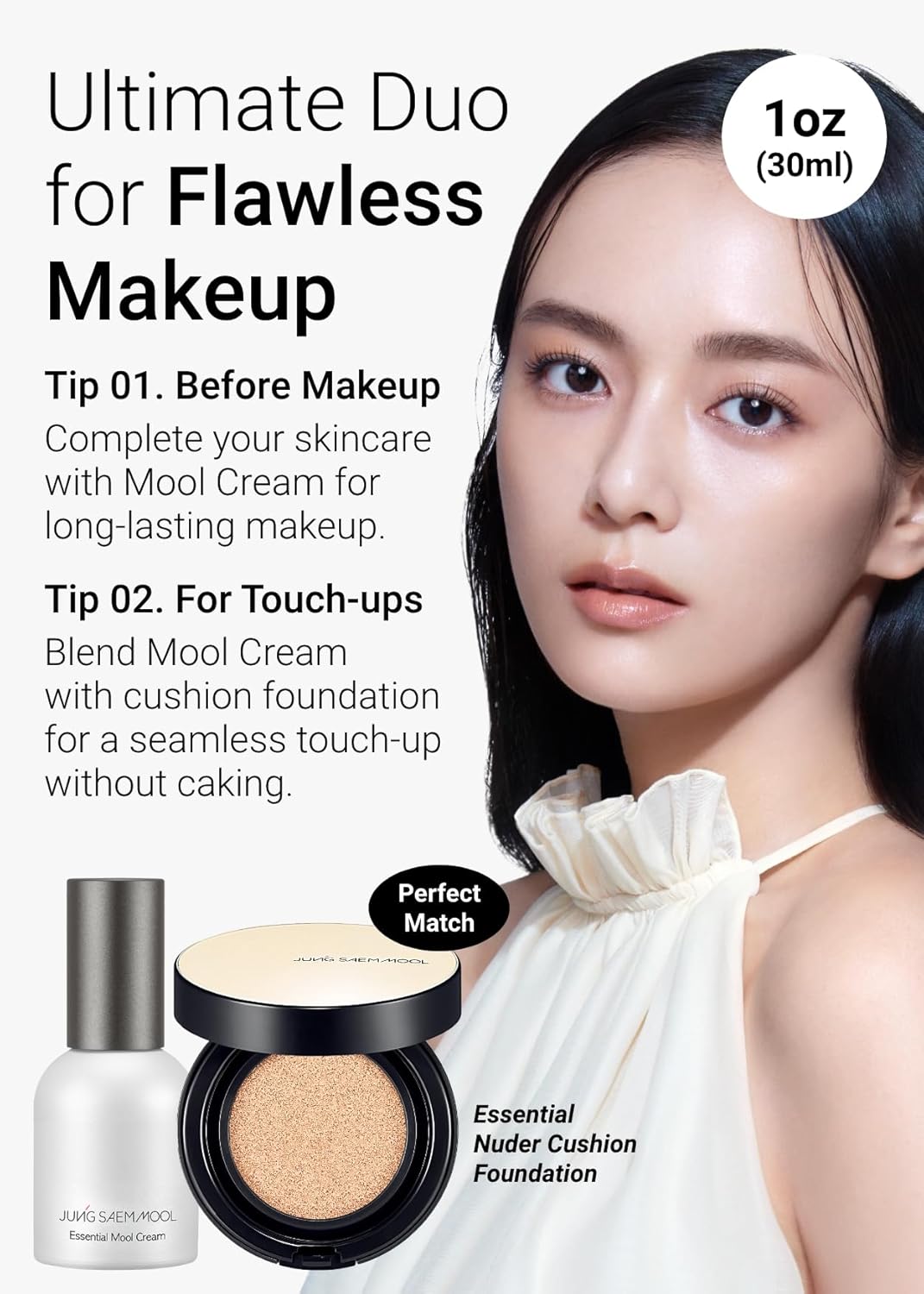 JUNG SAEM MOOL Essential Mool Cream | Hydrating Primer for a Long-Lasting Foundation Makeup, Glow Finish, Centella and Panthenol for Glass Skin, Korean Skincare (Original, 1 Fl Oz) - Image 5