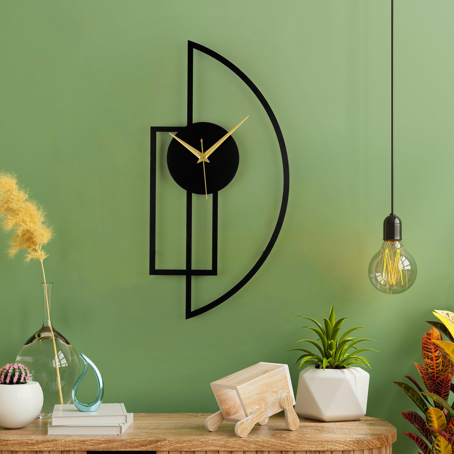 Wakefit Metal Analog Wall Clock Big | 26 Inch | Laser Cut Abstract Home Decor & Gifting Option | for Living Room Study Bedroom & Office Decor | Zentik Metal Wall Clock H650 MM Black