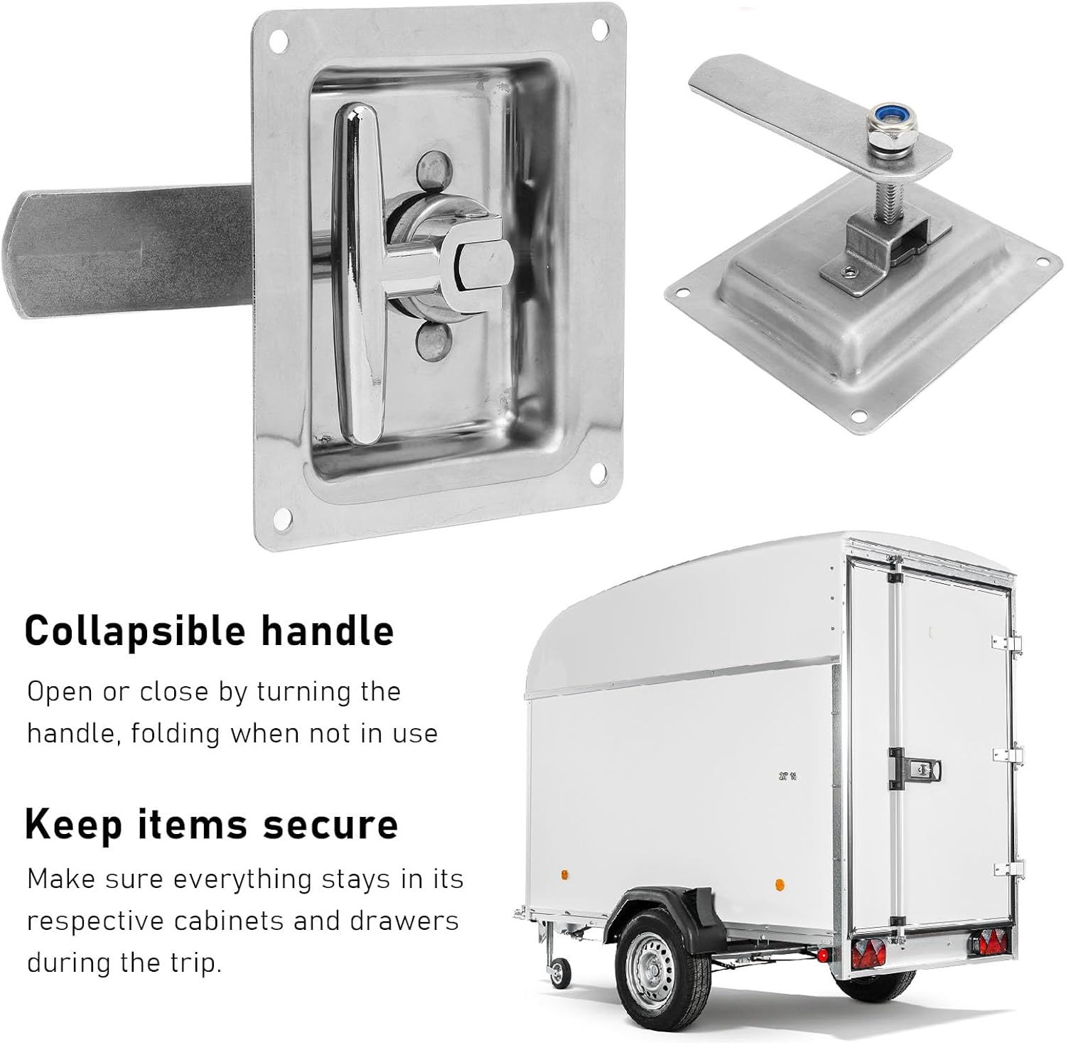 Truck Tool Box Latch, T-Handle Latch Stainless Steel Folding Toolbox Lock Trailer Toolbox Handle Latch for Truck, RV, Trailer, UTV, ATV Box