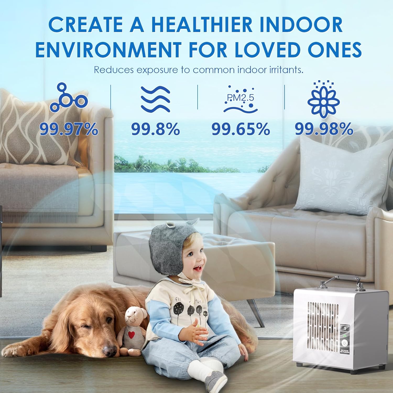 Portable Ionic Air Purifier, Hassle-Free Design, Type-C Rechargeable, 6-Hour Battery, Removes 99.5% of Pollen & Smoke, Ultra-Quiet 25dB, Ideal for Travel, Office, Bedroom, Covers Up to 20㎡