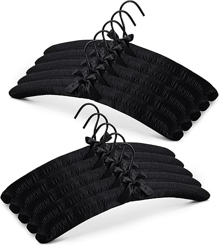 JS Hanger Percha acolchada para suéteres, perchas extra grandes de 17 pulgadas con cubierta de satén, sin protuberancias de hombro para ropa de