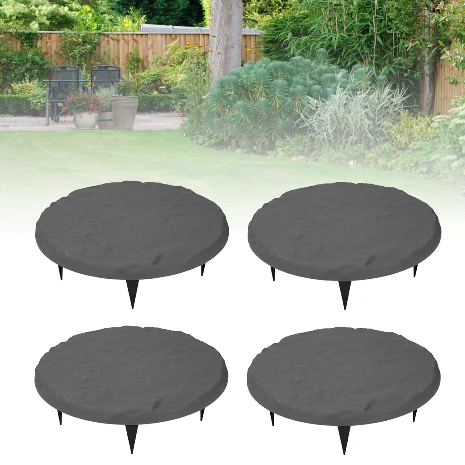 Step Stones Decorative Polypropylene Outdoor Walkway Resin Stepping Stones with Ground Stakes for Lawn Garden Pathway