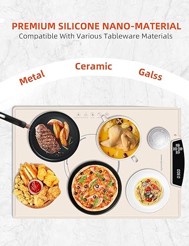 Miniatura 3 de Bandeja eléctrica de calentamiento de alimentos, alfombrilla de calentamiento de superficie completa, bandeja térmica de silicona enrollable para
