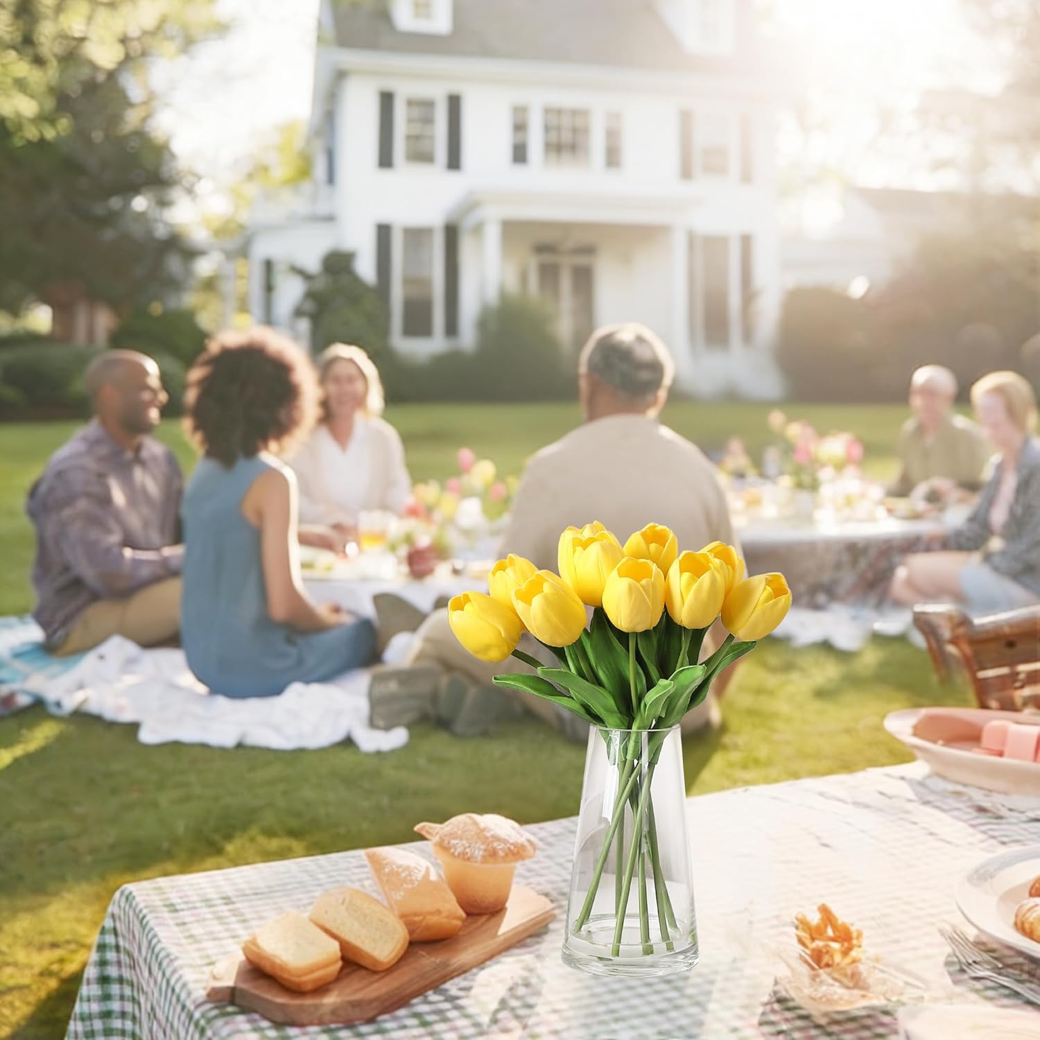 GAOMON Artificial Flowers Yellow Tulips Faux Water Arrangement, 10 Stems Artificial Plants & Flowers for Home Decoration and Wedding Centerpieces - Image 6