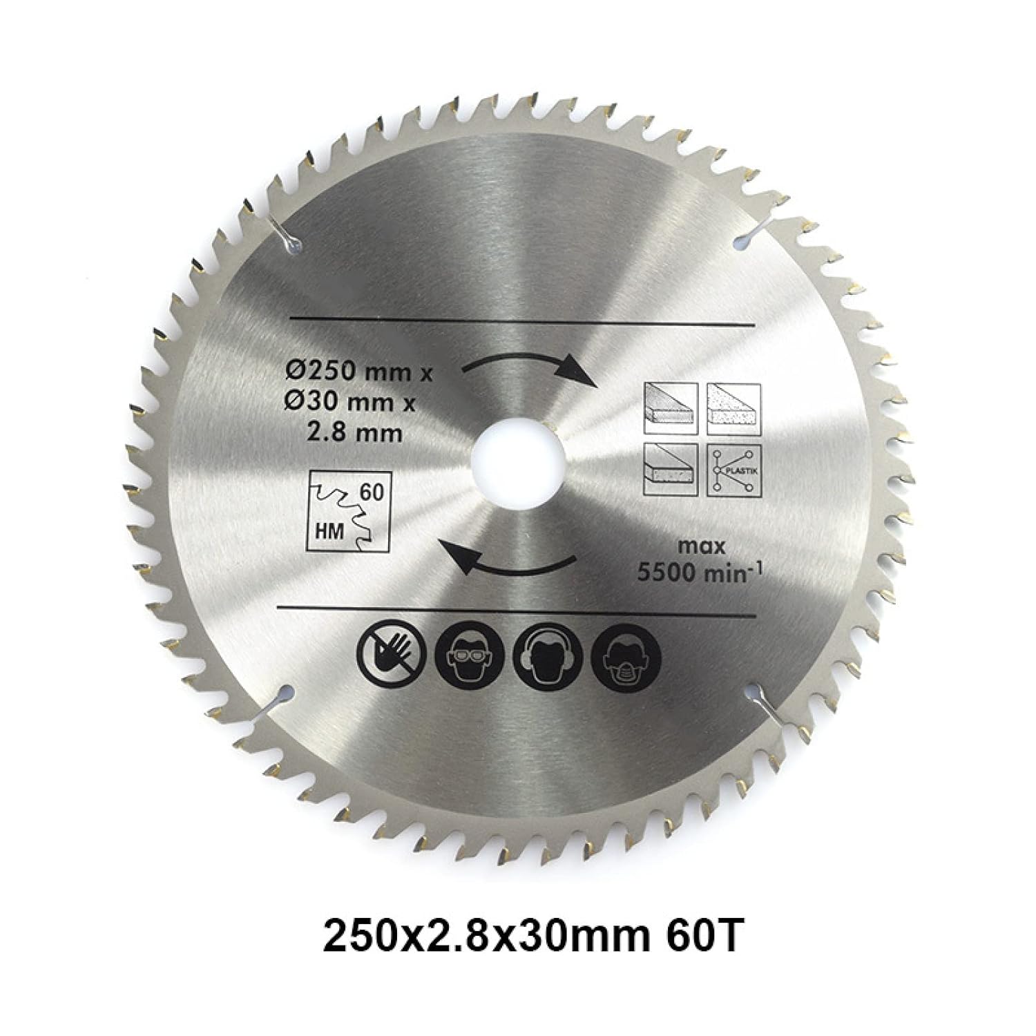 Circular Saw Blade，Multi Material Mitre Saw Blade (AKA Wood Blade, Metal Cutting Blade, TCT Saw Blade) ，TCT Circular Wood Saw Blade，Woodworking Saw Blade 250 * 2.8 * 30 * 48T/60T Two Types in One Box