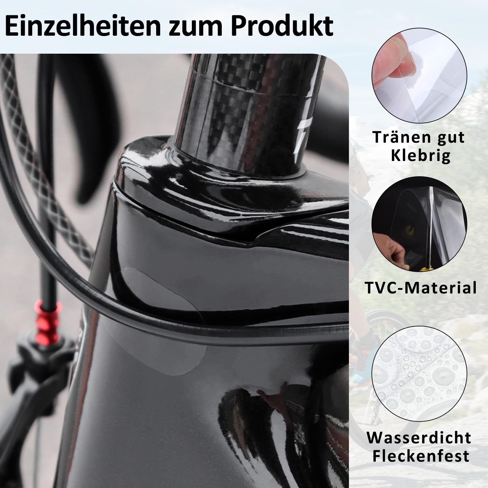 Lot de 2 autocollants de protection pour cadre de vélo, film de protection pour vélo, film de protection de cadre pour vélo, film de protection de peinture pour vélo, pour protection du cadre