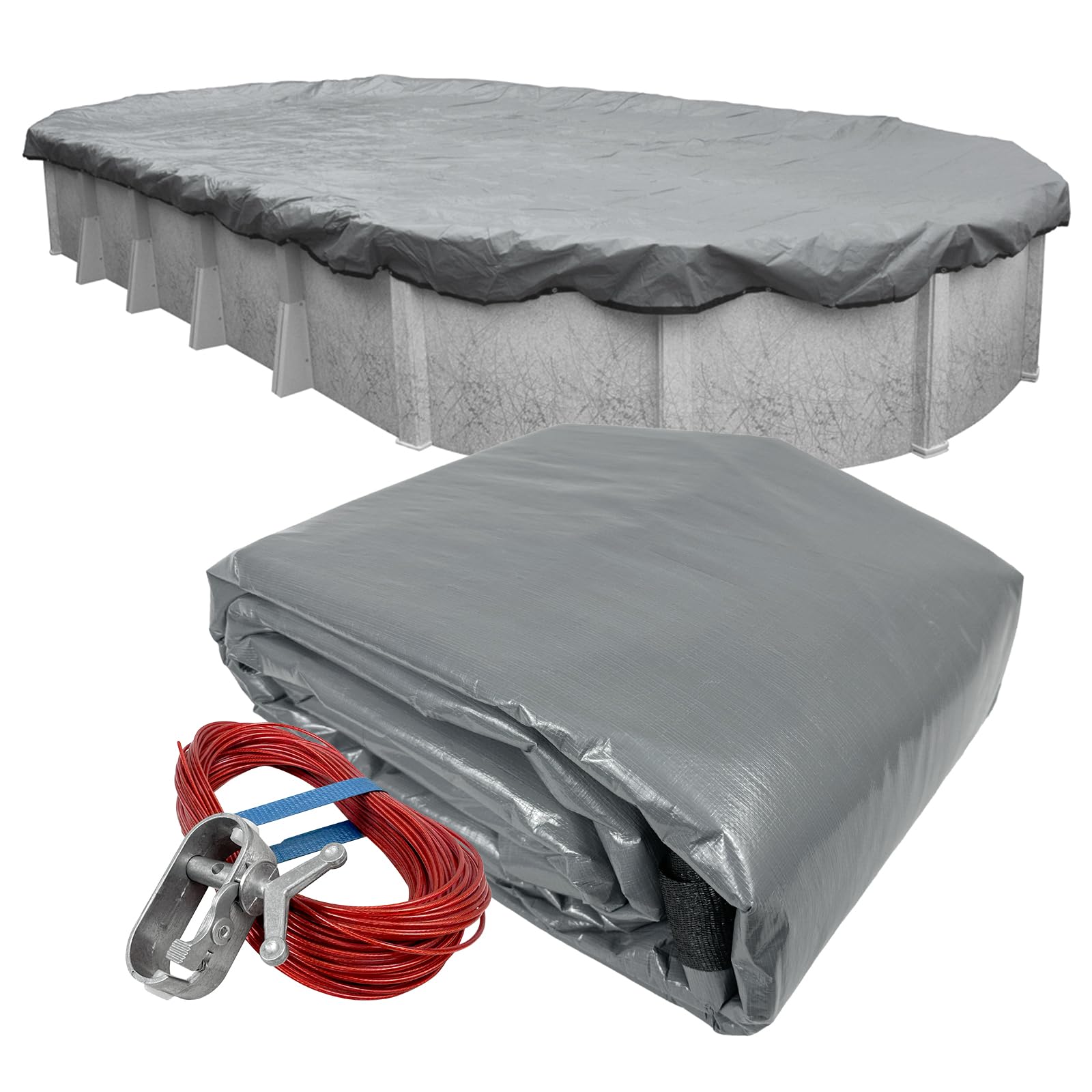 Robelle 301833-4 Ultra Winter Pool Cover for Oval Above Ground Swimming Pools, 18 x 33-ft. Oval Pool — image 1