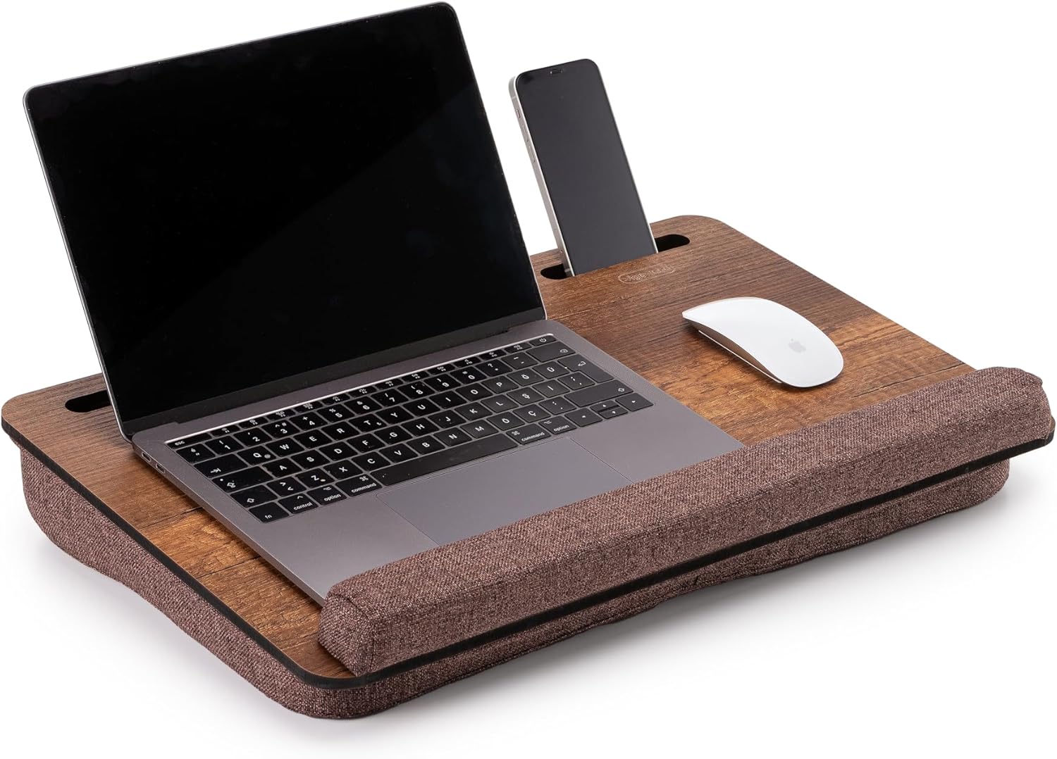 Vigo Wood Portable Laptop Desk – Lapdesk with Cushion, Laptop Stand for Bed, Lap Desk for Laptop and Lap Desk for Bed, Portable Desk for Lap top, Notebook Bed Tray (Oak & Gray)