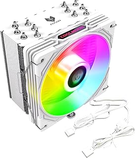 【スモールラボ】AS600 120mm LED ARGB 5v 3pin 空冷 サイドフロー CPUクーラー LGA1700対応 AM5対応 4pin PWM ファン制御 ヒートパイプ6本 (ホワイト)