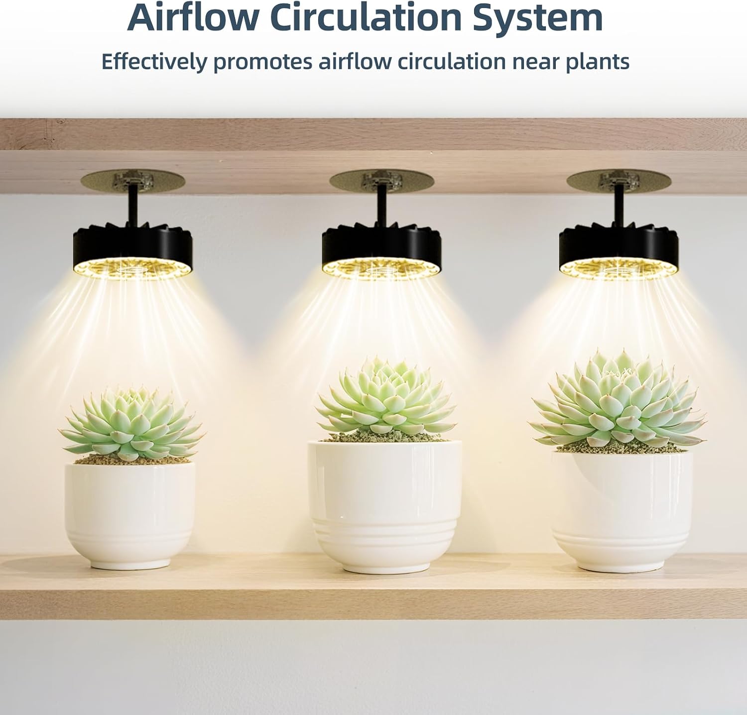 Suction Cup Grow Light for Indoor Plants, Full Spectrum LED Plant Light with Fan, Window Mount Growing Lamp for Seedlings & Succulents, CRI 90+, 2/4/8/12H Timer, 90° Lens, 3 Packs