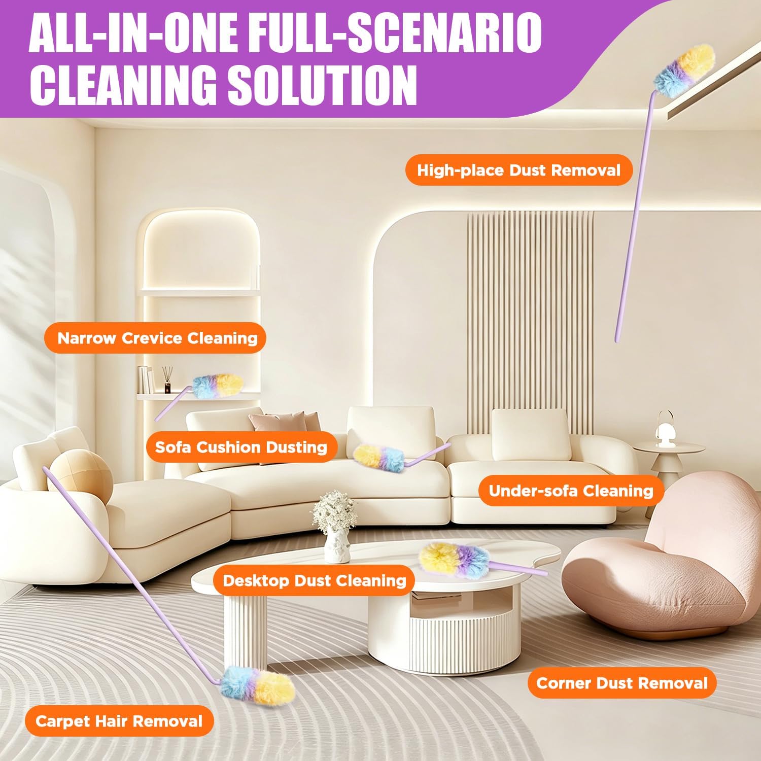 Heavy Duty Duster Refills for Swiffer,Disposable Dusters Kit 40Pcs | whit 1hander 360° Feather Duster Multisurface Dusters with 4X Microfibers,Static Dust Removal Brush for Cleaning Furniture
