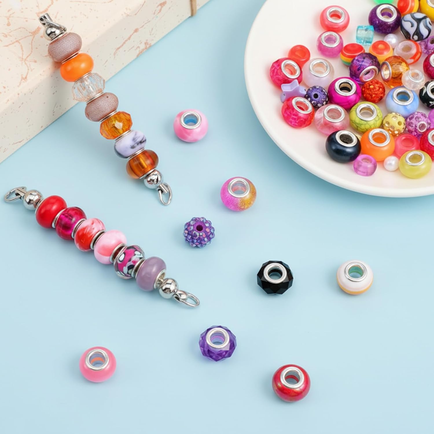 Kifmurase 100PCS Blank Beadable Keychain Bars Sliver Metal Keychains DIY Beaded Key Chain Pendant Making Kit, Bulk Keychain Making Supplies for DIY Gift Craft Accessories