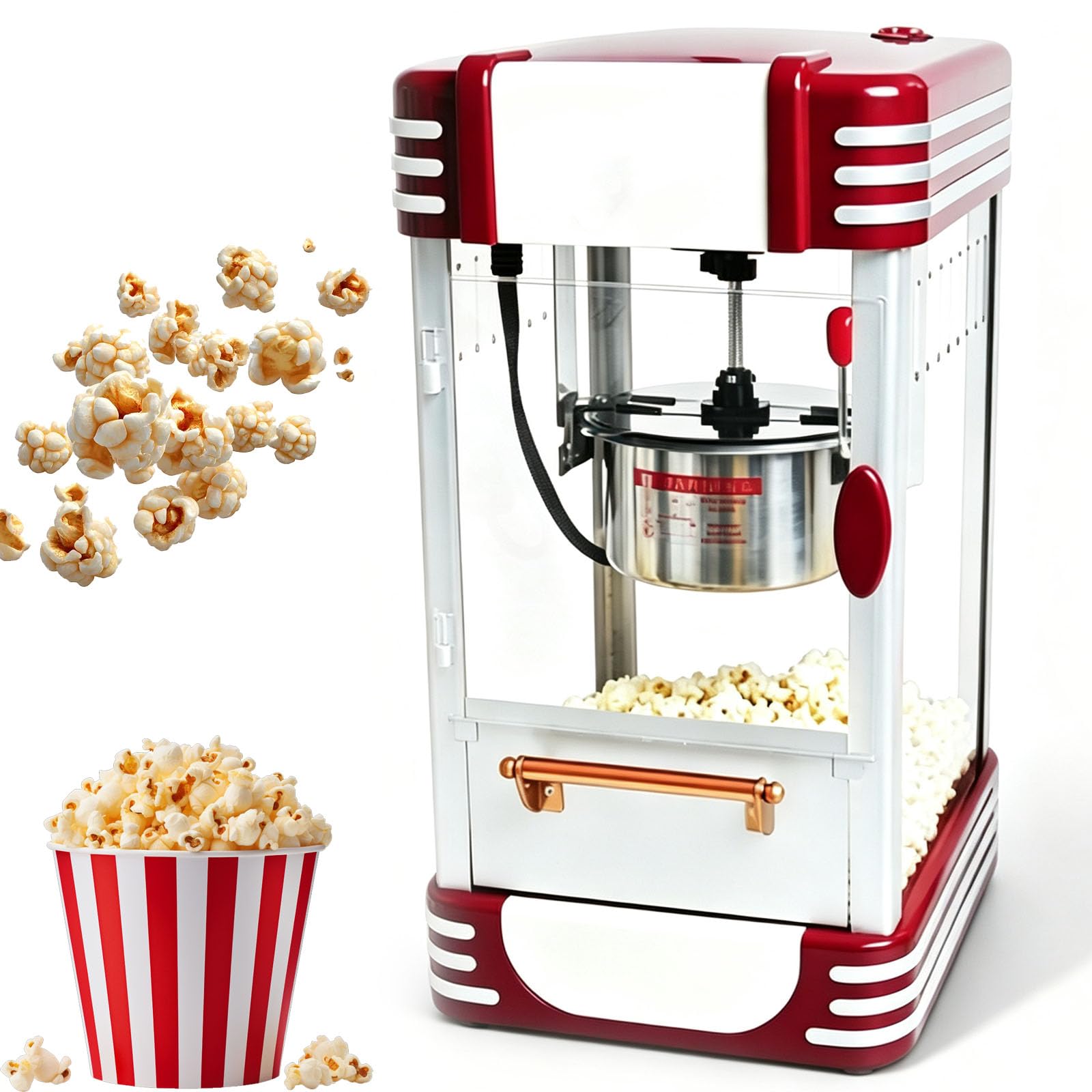 Maszyna do popcornu 310 W, ze stali nierdzewnej, z funkcją utrzymania ciepła i programatorem czasowym do szybkiego wytwarzania popcornu, idealna do barów z przekąskami, imprez domowych, kin i stoisk z