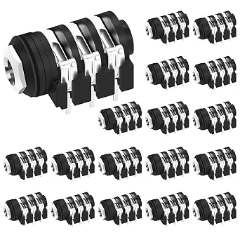 DAIERTEK 1/4 Jack Female 6.35mm Stereo 1/4 inch Guitar Pedal Input Jack Socket PCB Mount 6 Pin Input Output -18pcs