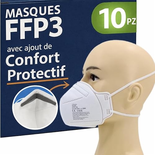 10 Masque FFP3 avec Élastiques Certifiés CE 