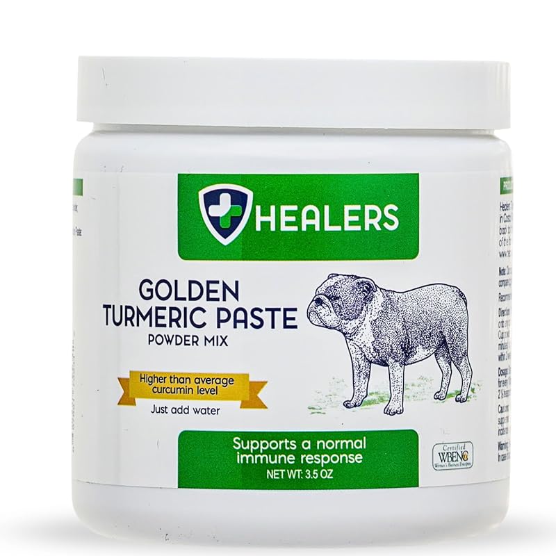 Suplemento de cúrcuma para cães com curcumina, óleo de coco e extrato de pimenta-preta Healers 99 g