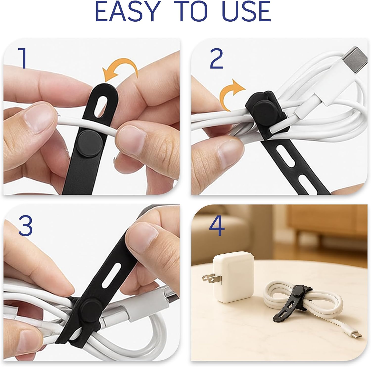 12-Pack Reusable Silicone Cable Ties – Adjustable Lock Buckle Cord Organizer Wraps for Travel, Home, and Office Wire Management