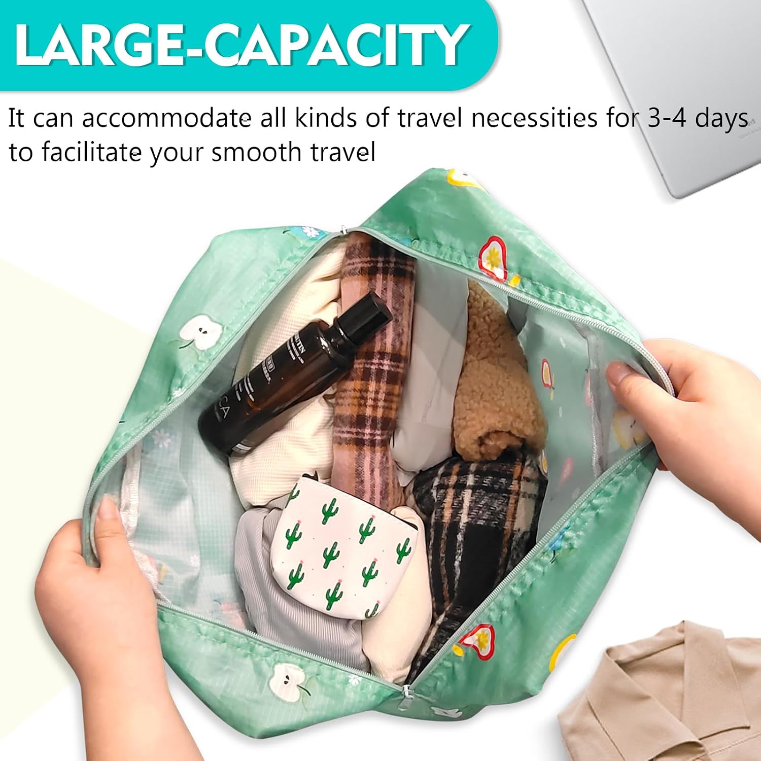 Travel Bag Carry on Duffel Bag Bulk Foldable Luggage Spirit Airlines Personal Item Bag Sports Gym Bags Weekender Overnight Bag Nylon Travel Duffel for Women (Green Apple 24PCS)