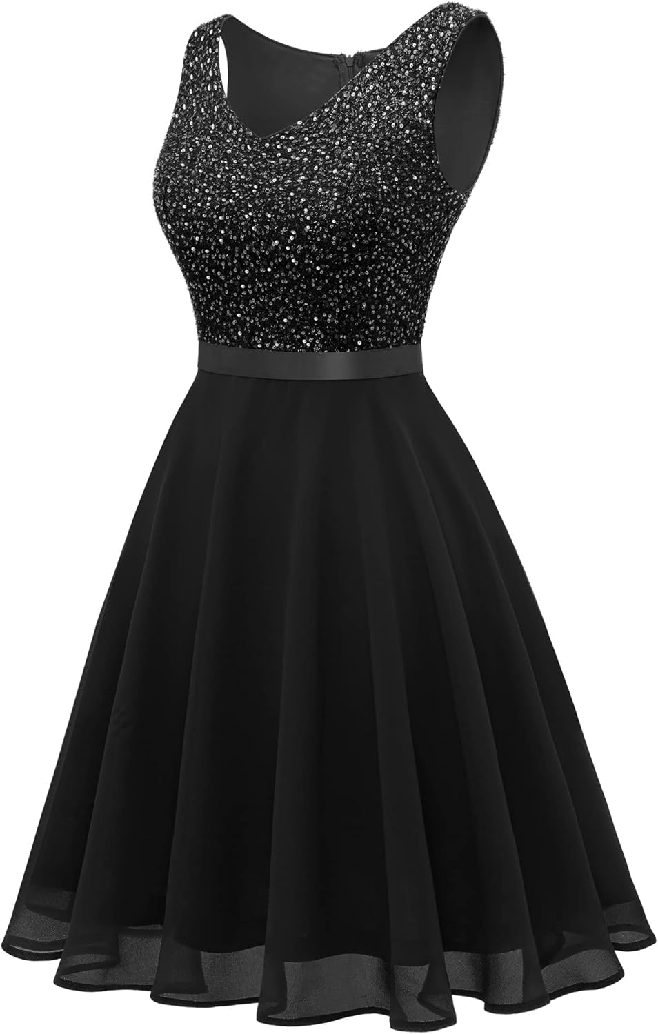 Dressystar 2026 Women's V Neck Short Sequin Prom Dress Glitter A-line Swing Cocktail Party Dresses Knee Length - Image 2