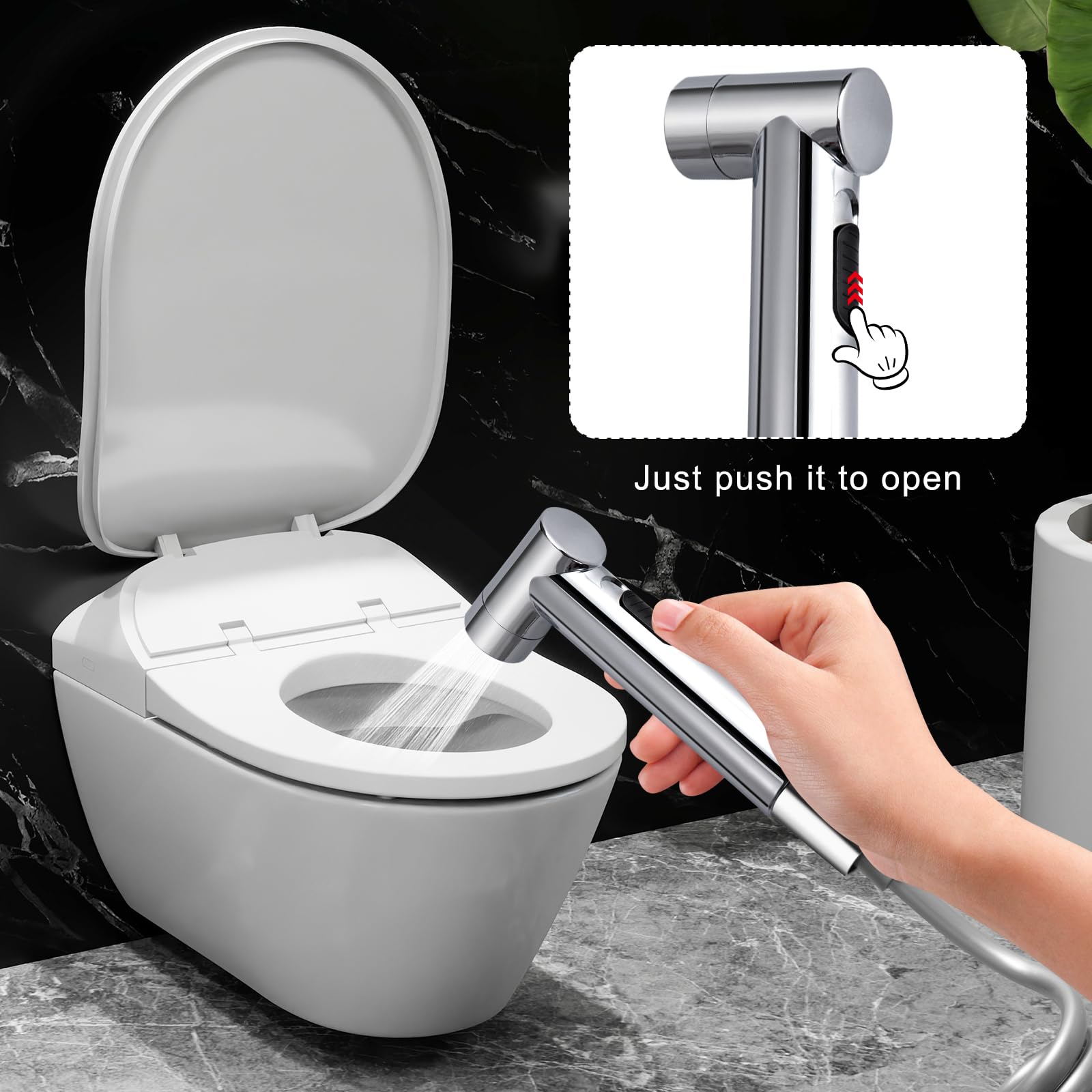 Ducha Higiénica para WC - Grifo Bidet de Acero Inoxidable con Manguera ABS, Pulverizador de Mano para Higiene Personal y Lavado de Mascotas