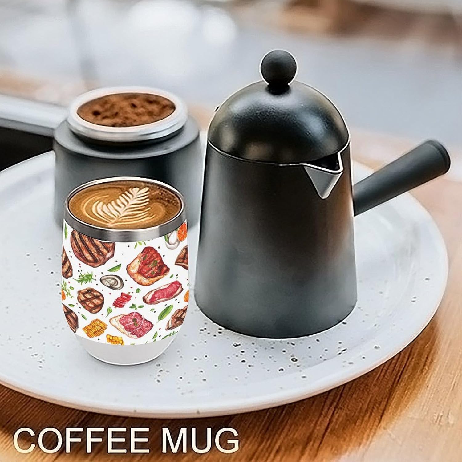 Meat Food And Barbecue Coffee Travel Mug Cup Insulated Tumbler Stainless Steel with Flip Lid One Size