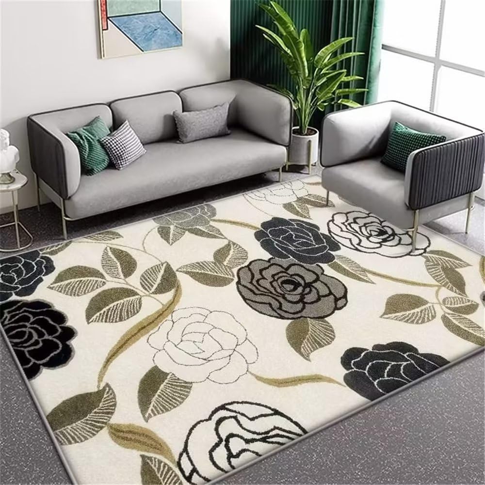 Grand tapis de sol gris floral vintage 200x300cm pour chambre