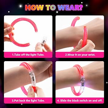 12PCS Light up Bracelets Glow In The Dark LED Bracelets Glow Stick Bracelet Toys Party Bag Fillers for Birthday Kids Adult Multicolor