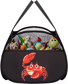 YOHOOLYO 95L Toy Storage Basket Box Chest for Boys Baby Toddler Kids, Collapsible Pop Up Large Mesh Toy Organizer Bin with Handles for Living Room Area, Playroom, Closet Jellyfish&Crabs