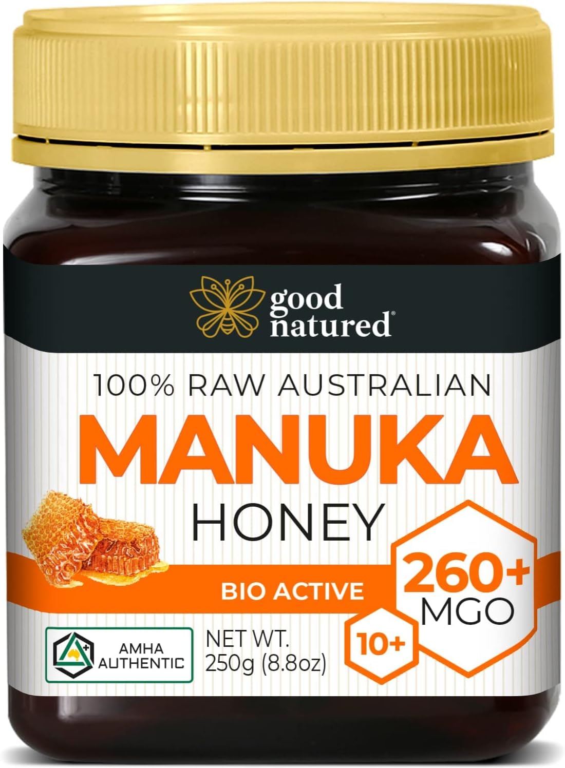 Raw Manuka Honey MGO 260+ /10+ - 8.8oz (250g) Medicinal Strength - High Certified Rating - BPA Free Jar - Cold Extraction - Independently Verified