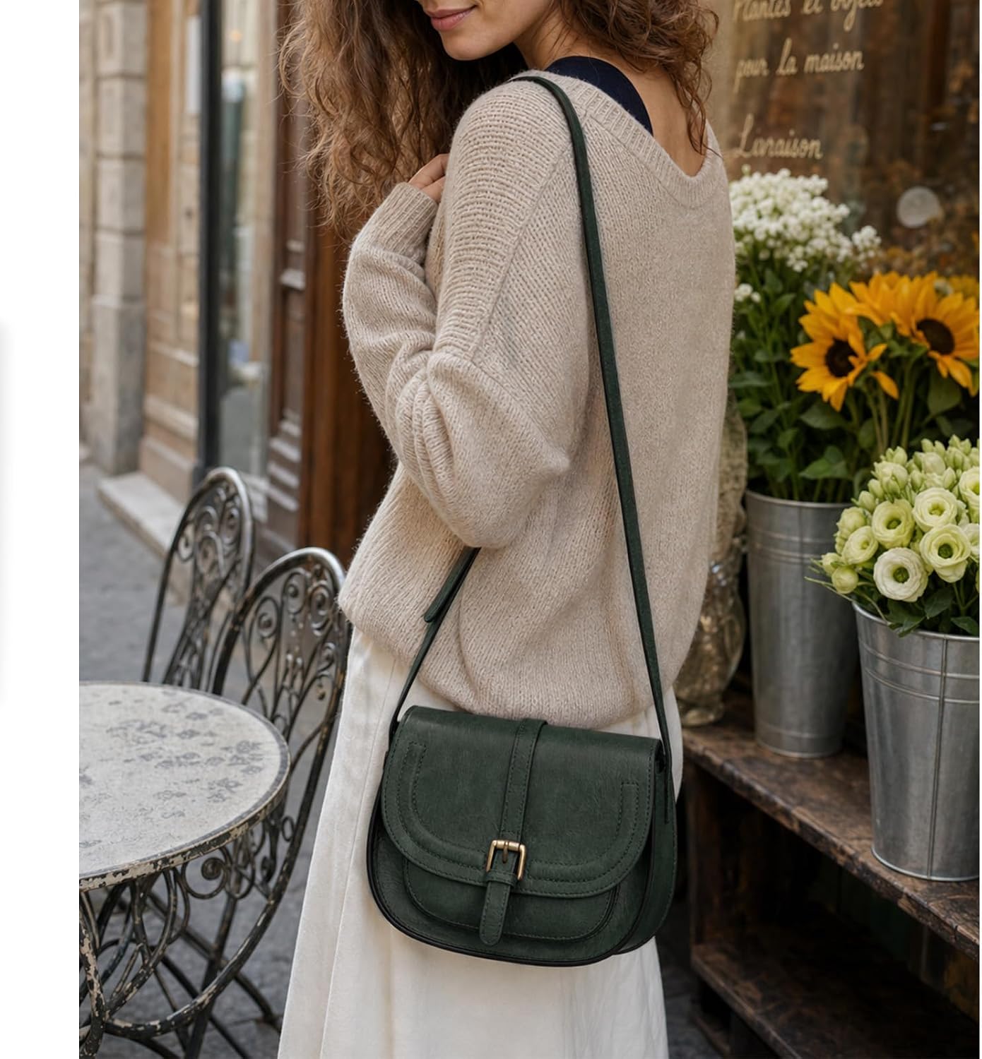 AFKOMST Crossbody Bags for Women,Small Saddle Purse and Boho Cross Body Handbags,Vegan Leather image 2