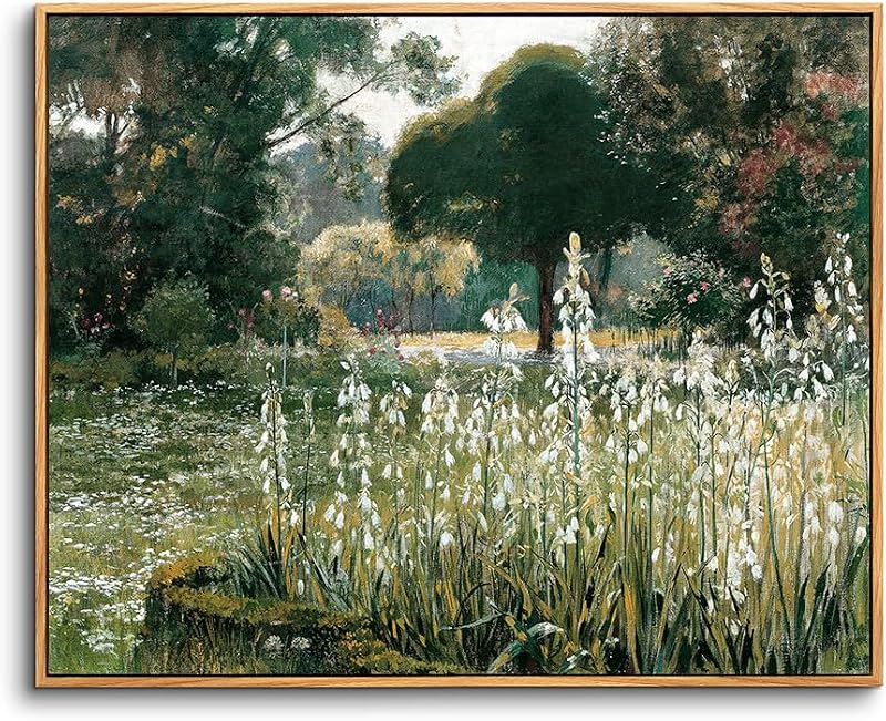 hyidecorart Vintage Leinwand Bilder mit Rahmen Holz, 30x40 cm Wandbilder Wohnzimmer Natur Sommer Landschafts Kunstdruck, Wanddeko Schlafzimmer Gemälde Badezimmer Büro Zimmer Esszimmer