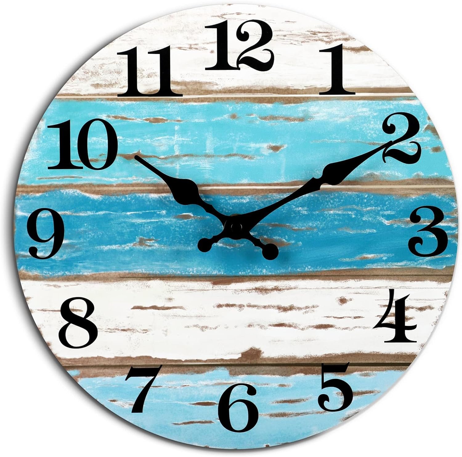 CHYLIN Wall Clock, 18 Inch Beach Wall Clocks Battery Operated, Coastal Ocean Themed Blue Clock Decor for Lake House, Home Clearance, Kitchen, Pool, Bathroom(18") 18 INCH A-blue,white